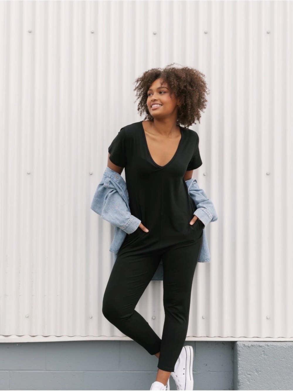 Smash + Tess Black V-Neck Jumpsuit